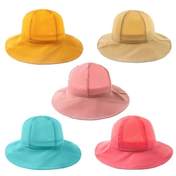 

summer baby bucket cap princess wide brim quick drying hats kids children panama hat outdoor beach sun 40jc caps &, Yellow