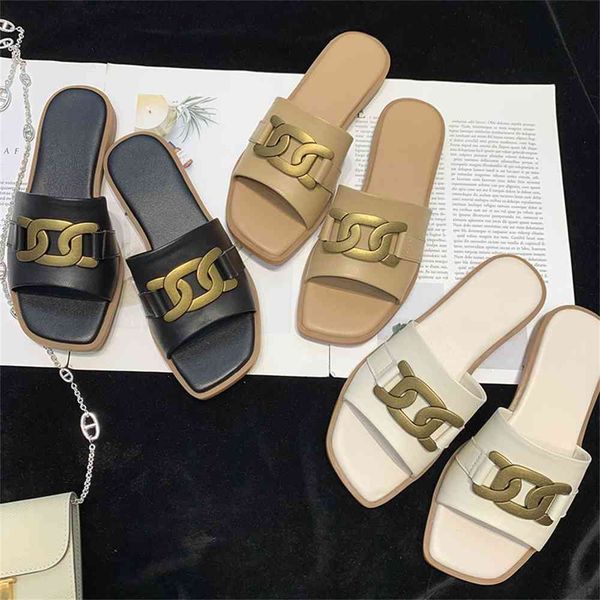

70% off wholesale sandals flip-flops xz1522a flat sandals soft bottom nappa leather slippers women's wear fashion new, Black