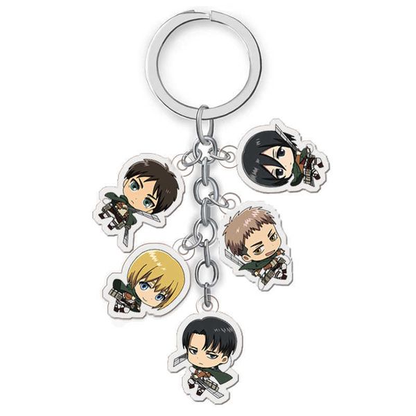 Attack on Titan Chaveiro Multi Pingente Cartoon Dupla Face Acrílico Chaveiro Kawaii Eren q Versão Figura Porta Chaveiro 10pcs H0915