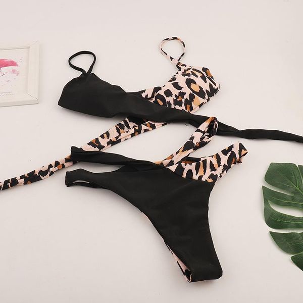 

women's swimwear yebzy 2021 swimsuit low waist leopard bikini suit, White;black