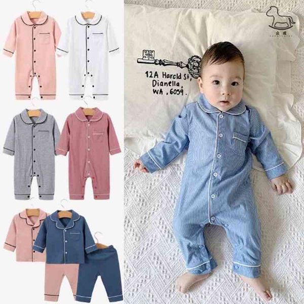 Vestiti appena nati Pagliaccetto infantile Tutina per neonati Ragazza in cotone Loungwear Bambini Bambini Homewear Pigiama Abito da sera 210315