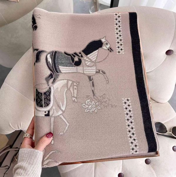 

2021 warm and comfortable ladies wool scarf size 180*70cm classic horse shawl can be wholesale without box, Blue;gray