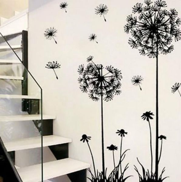 

wall stickers black dandelion living room bedroom sofa home decor tv background