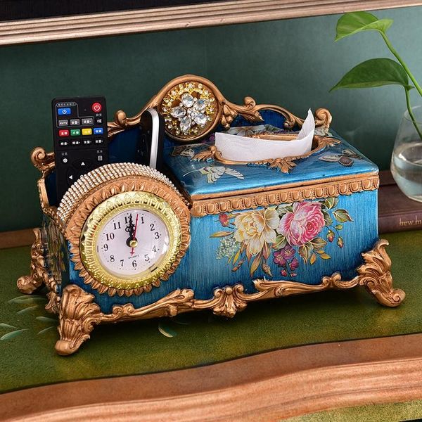 

vases christmas european luxury multifunctional paper towel box creative clock carton napkin living room remote control receiving