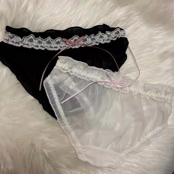 

women's panties lace mesh women thongs hollow out underpants bow transparent female underwear low-rise temptation lingerie g string, Black;pink