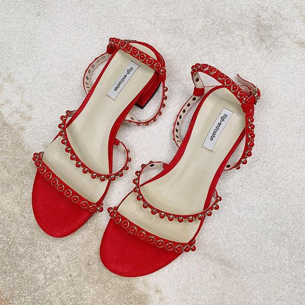 

dress shoes kmeioo elegant woman ankle strap sandals pearl chunky heels women string beads med, Black