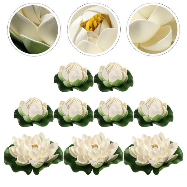 

wallpapers 9pcs water lily ornaments simulation lilies garden decors (white)