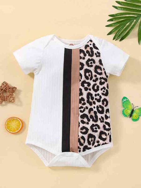 

baby contrast leopard colorblock bodysuit she, Blue