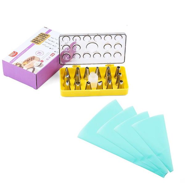 

baking & pastry tools silicone nozzle icing piping cream nozzles bags set box converter reusable diy cake decoration