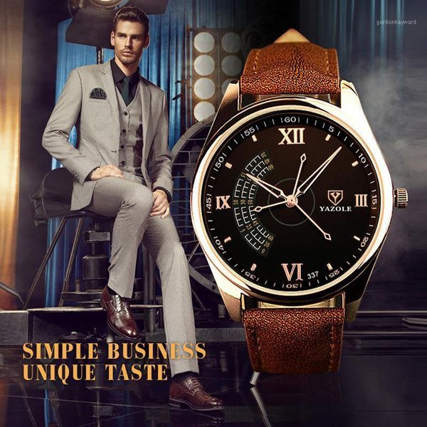 

yazole men watch three second hands korean version of high-end business designer relogio masculino quartz watches relojes hombre wristwatche, Slivery;brown