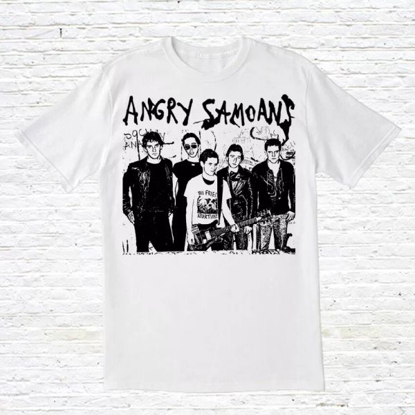 

angry samoans t-shirt, White;black