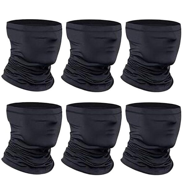 

face cover neck tube scarf 6 pieces of sunscreen and uv protection mask windproof hair accessories cycling caps & masks, Black