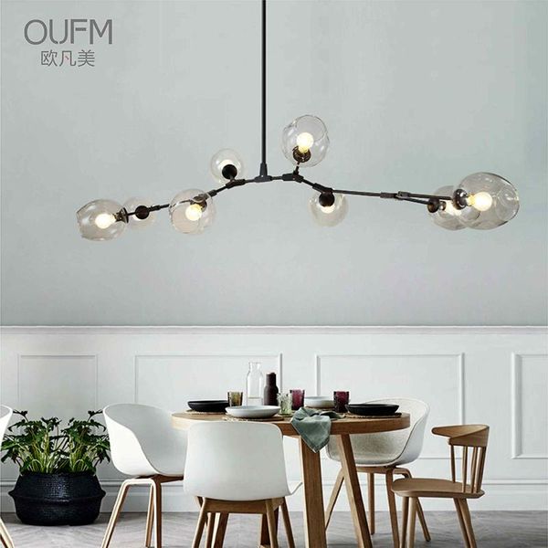 

pendant lamps modern metal led chandelier lighting lustre living room villa interior decor lamp glass ball kitchen fixtures