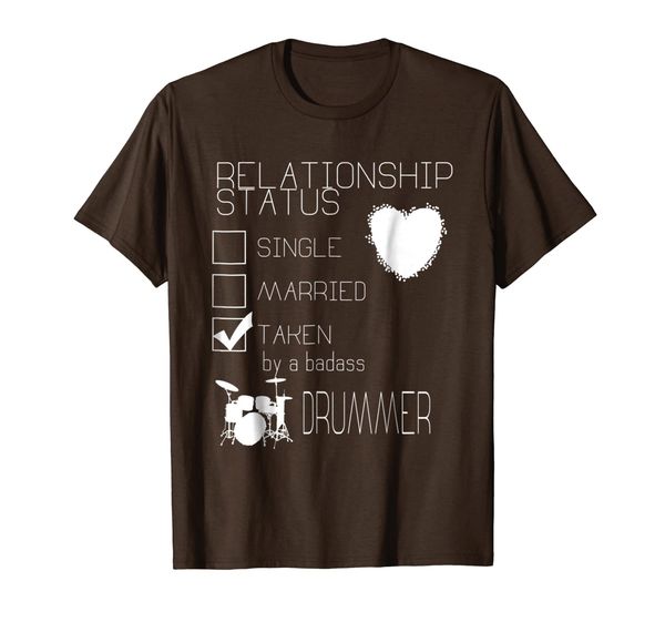 

relationship status taken by a badass drummer gift t-shirt, White;black