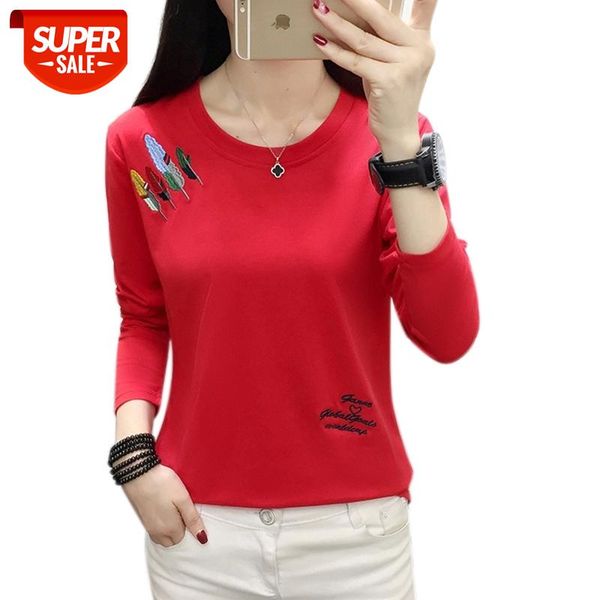 

plus size t shirt women clothes 2021 embroidery tshirt long sleeve clothing t-shirts casual tee shirt femme poleras mujer #eh6r, White