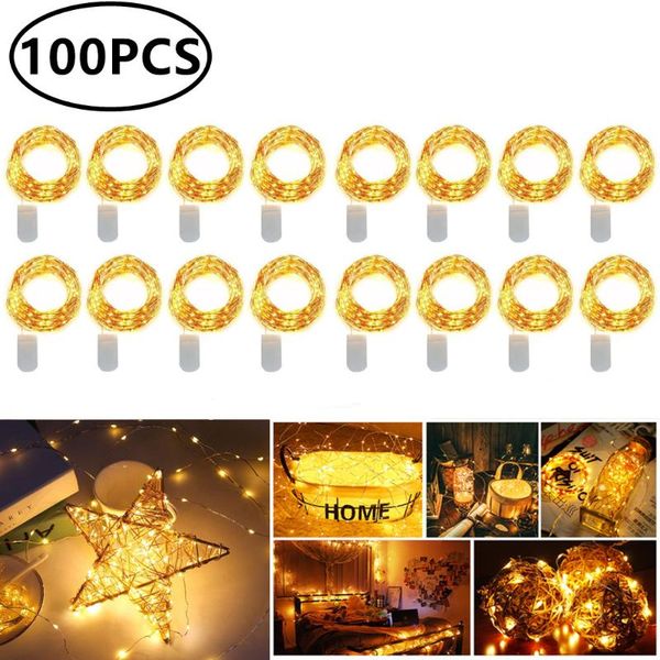 

strings battery powered 10 20 leds mini christmas light copper wire string for wedding xmas garland party indoor decoration 100pcs
