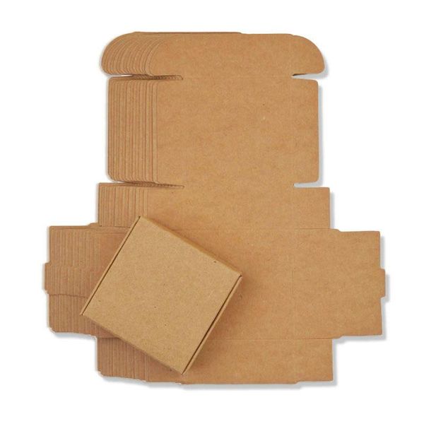 

gift wrap 5pcs/lot brown kraft paper small box 350gsm cardboard craft packaging jewelry handmade soap 45 sizes
