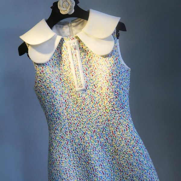 

casual dresses small sweet wind charge show thin waist burrs sleeveless dress pieces tweed puli plus, Black;gray