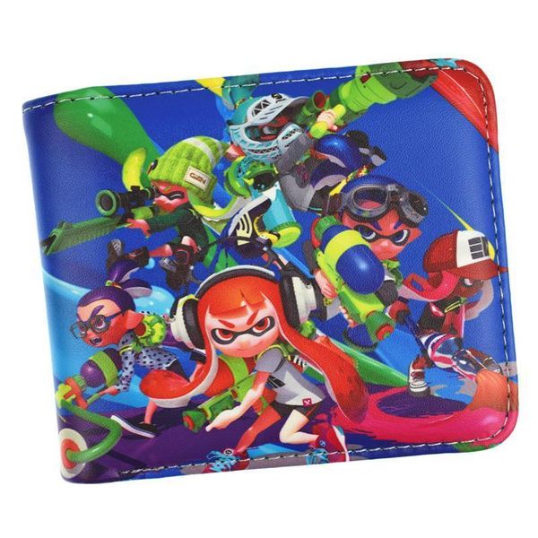 

game splatoon wallet short purse with coin pocket money bag for young, Red;black