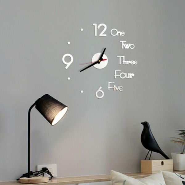 

office wall clock 3d mirror surface decal self adhesive punch large clocks