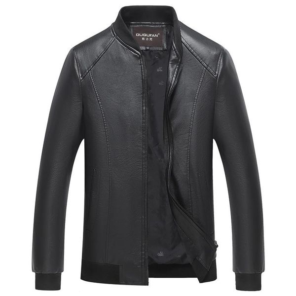 

men's fur & faux 2021 spring autumn leather jacket men causal pu warm coat fashion pockets windproof 4xl, Black