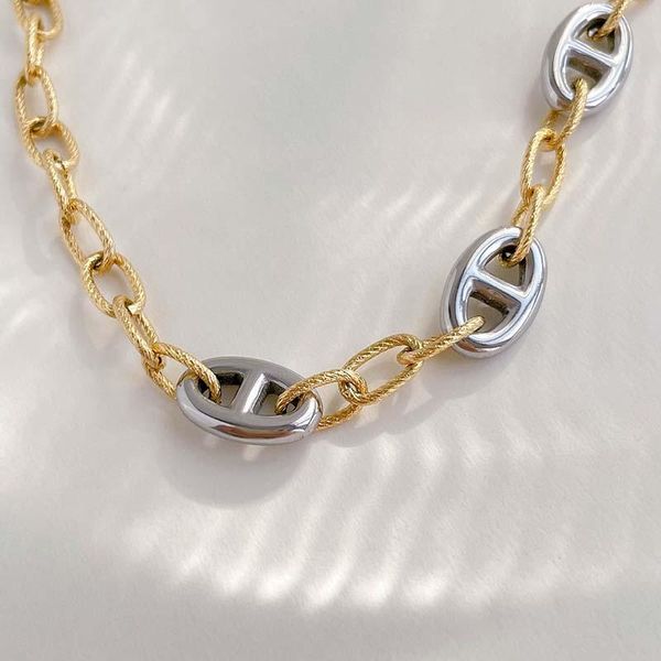 

chains anchor puff chain necklace for women stainless steel gold splicing 2021 tarnish jewelry cool minimalist, Silver