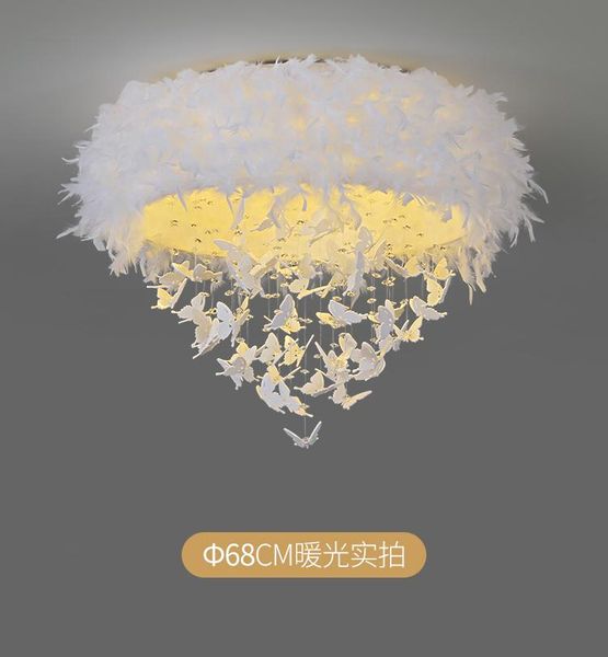

ceiling lights simple modern nordic round feathers warm romantic personality fashion girl bedroom led lamp