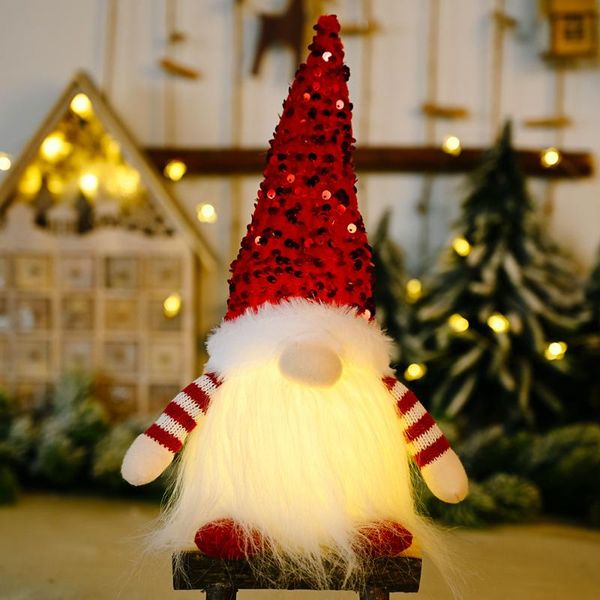 

christmas decorations gnome lamp luminous mini doll tree plush hanging pendant decoration for home party ornaments xmas year