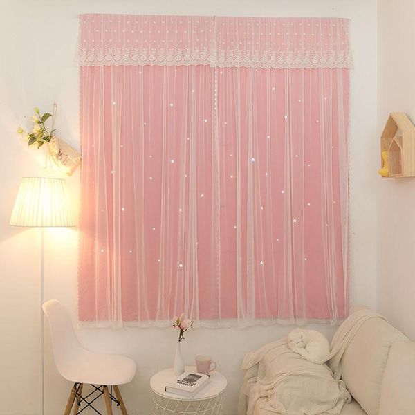 

curtain & drapes 1pcs punch-net red hollow shade star cloth finished living room bedroom short modern rental f8369