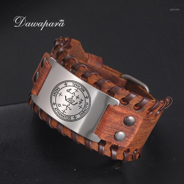 

bangle dawapara archangels michael supernatural talisman men bangles angel of righteousness mercy and justice amulet leather bracelet1, Black