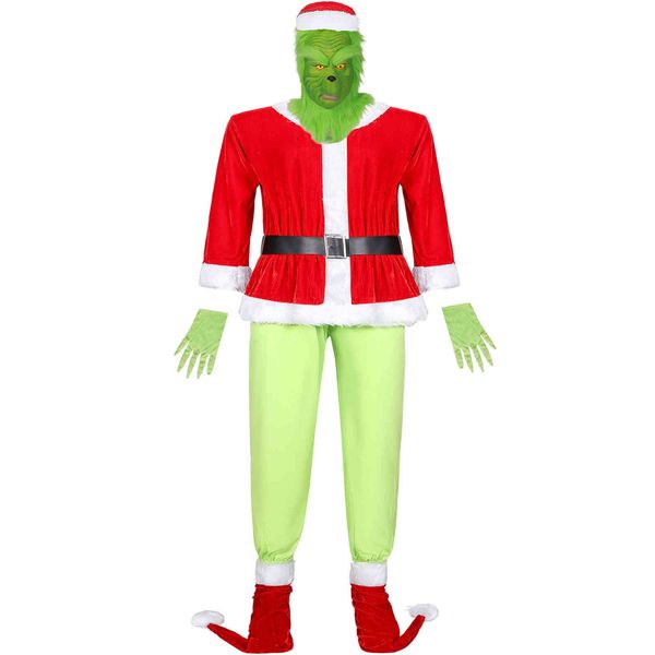 

men's santa claus grinch cosplay costume, Black;red
