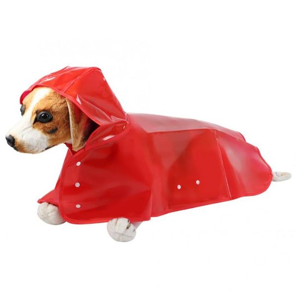 

dog apparel hooded raincoat pu red pet waterproof rainproof rain cape coat jacket clothes for dogs cats