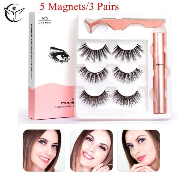 

2/3 pairs magnetic eyelashes with liquid eyeliner natural pestaÃ±as magneticas cils magnetique waterproof long lasting1