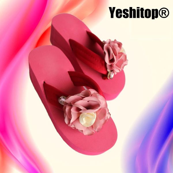 

slippers summer flip flops for girls with sweet floral appliques casual and beach attire lace women wedge sandal, Black