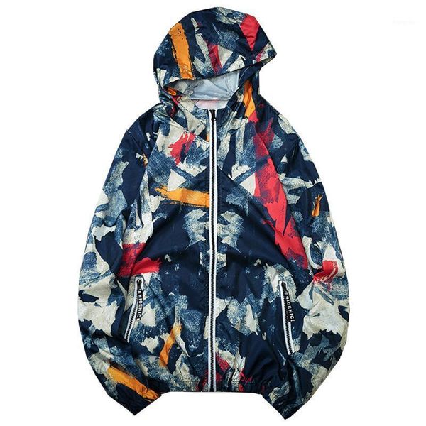 

plus size 5xl camouflage high-quality men causal hooded jacket thin windbreaker zipper coats outwear sunscreen, Black;brown