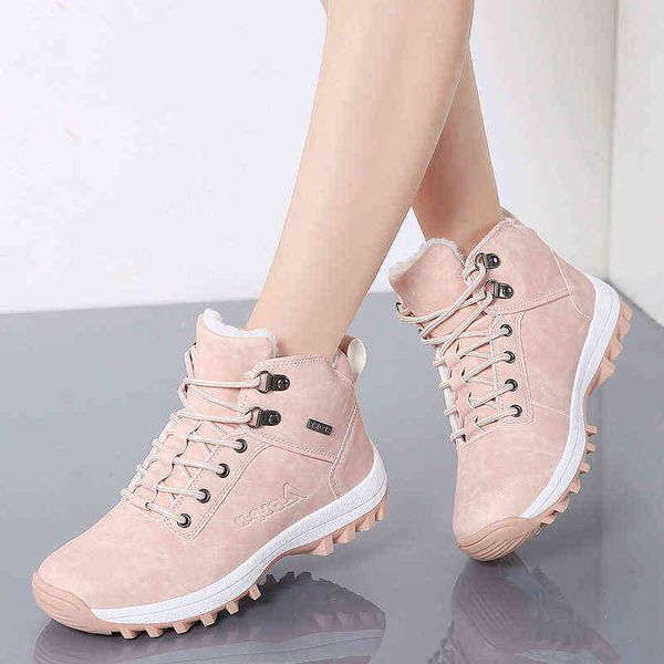 

new winter women boots warm fur plush sneakers women ankle snow boots women lace-up ladies shoes zapatos de mujer y1105, Black