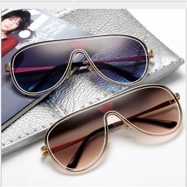 

sunglasses on metal frames one-piece big face casual uv400 vip 8809, White;black