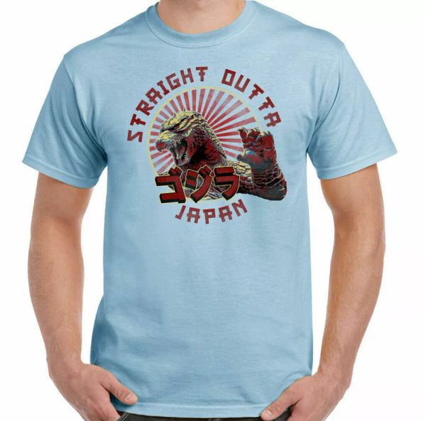 

godzilla t-shirt straight outta japan mens funny inspired compton dinosaur, White;black