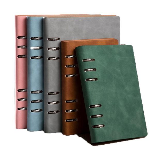 

notepads loose leaf notebook a5 a6 planner organizer binder folder travel diary journal business buckle notepad office supplies, Purple;pink