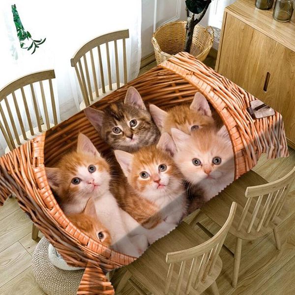 

table cloth cute kittens thicken cotton tablecloth 3d dog and cat washable rectangular round cover home decor