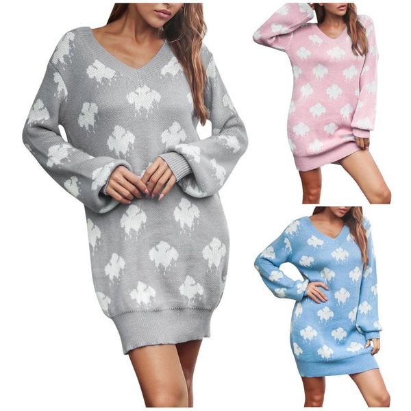 

casual dresses winter women sweater dress year loose knitted mini plus size female fall outdoor, Black;gray