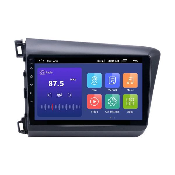 Android 2DIN Автомобильный DVD Радиоподъемник Игрок GPS для Honda Civic 2011-2015 Поддержка RDS Зеркальная ссылка TPMS 9 дюймов ОЗУ 4 ГБ