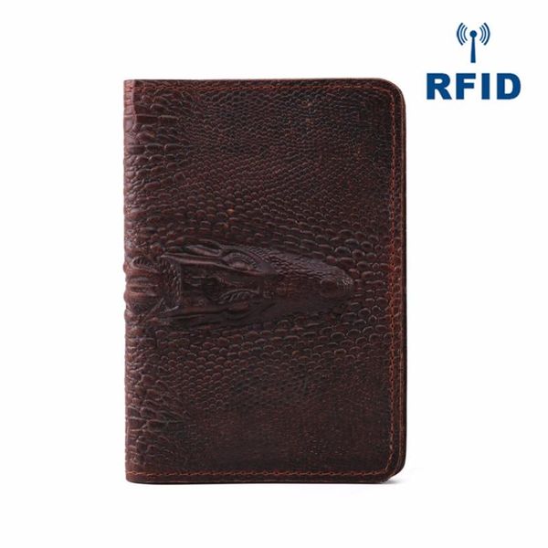 

card holders men genuine leather passport holder travel wallet cover alligator rfid convenientholder, Brown;gray