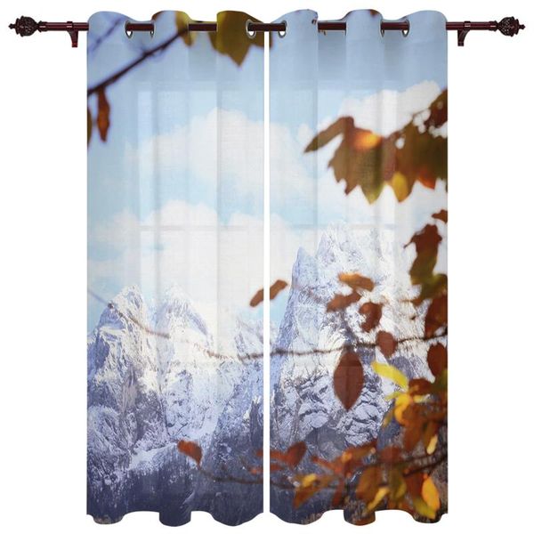 

luxury modern window curtains leaves snow mountain bedroom living room dining translucent beautiful curtain & drapes