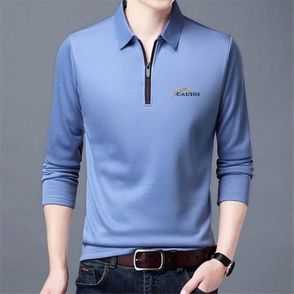 

men's long sve t-shirt spring and autumn medium green solid color polo men's lapel pullover casual bottoming shirt, White;black