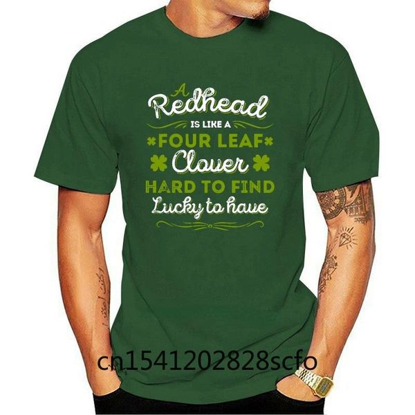 

men's t-shirts men funny t shirt fashion tshirt a redhead is like four leaf clover print women t-shirt cotton o-neck tees, White;black