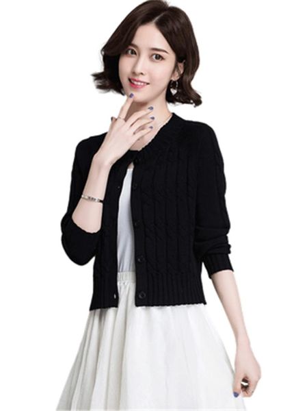 

women's knits & tees korean style cardigan women fashion 2021 single breasted knitted coat slim winter autumn sweaters female knitwear, White