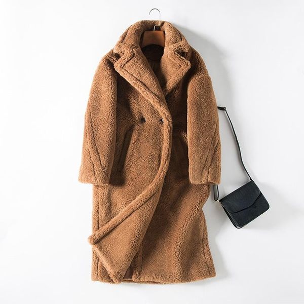 

women's wool & blends 2021 winter women jacket long warm woolen coat autumn korean fashion clothing ladies thick outerwear manteau femm, Black