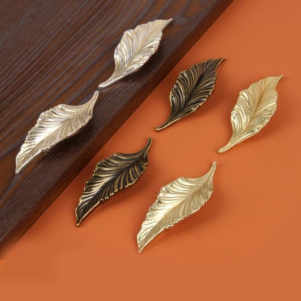 

handles & pulls metal cupboard door home handle decoration cabinet knob leaf design furniture hardware simple dresser