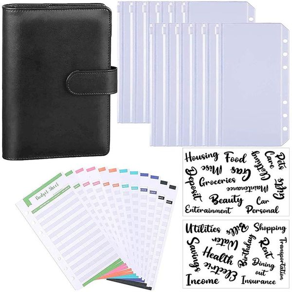 

leather budget binder planning zippered envelope 8 pieces of a6 bag 12 piece expense sheet gift wrap